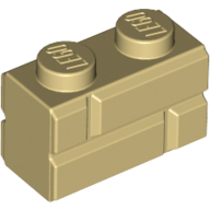 Lego kostka (kostička) 1x2 vzor cihly, béžová (6148262)